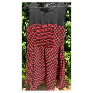 Ezra Red & Black Polk-a-Dot Dress
